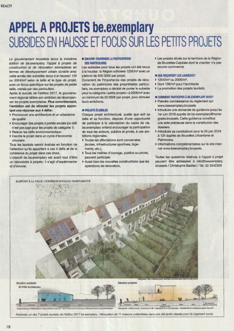 Be-exemplary: Publication dans la libre Immo